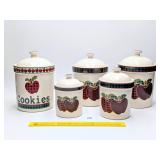Ceramic Apple Canister Set w/ cookie jar; made by