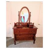Cherry Dresser w/ Oval Tilting Mirror; mirror
