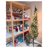 Christmas decorations including slim tree,
