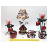 Group of apple candle décor including a Home