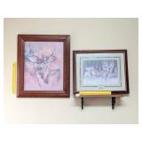 (2) Framed Deer Prints by Home Interiors &