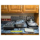 Group of metal bakeware & mixing bowls