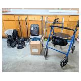 Group of convalescent items including a walker