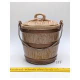 Ceramic "Wooden Bucket" cookie jar; has some