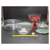 Group of Clear Glass Serving Dishes, including a