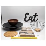 Group of decorative kitchen items; also includes