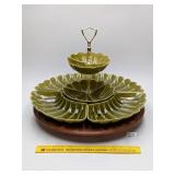 Vintage 2-Tiered Lazy Susan Serving Tray; tray is