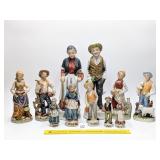Group of Old Farmers Ceramic Figurines, mostly