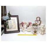 Group of Ceramic Angels & Cherubs & a framed poem