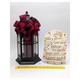 Metal Lantern w/ battery powered candle & a