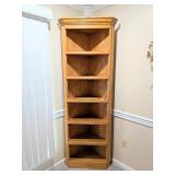 Oak Corner Shelving Unit; measures approx. 28 in