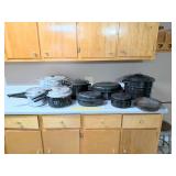 Group of graniteware including a roaster, a large