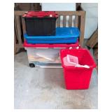 Group of plastic storage containers      Located
