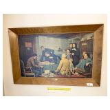 Vintage Framed Print on Board, "Signing the