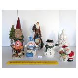 Group of Christmas Figurines, ceramic & resin