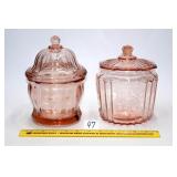 Pink Glass Apothecary Jar & a Pink Depression