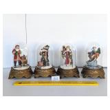 Small Limited Edition Santa Figurines w/ glass
