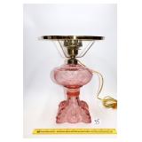 Pink Glass Table Lamp; no shade; approx. 13 1/2