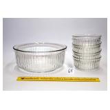 Clear Ribbed Glass Bowls      Located in Kitchen