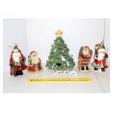 Ceramic Christmas Tree, Santa Figurines & glass
