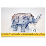 Blue & Pink Glass Elephant Candy Dish; has chip