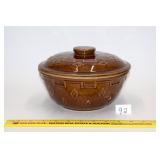 Vintage Stoneware Covered Casserole Dish; approx