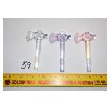 (3) Degenhart Miniature Glass Tomahawks