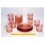 Set of Arcoroc Pink Swirl Glass Dishes