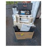 Group of small folding tables & step stools