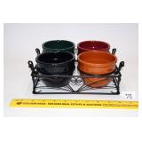 (4) Ceramic Ramekins w/ wire server      Located