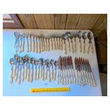 Set of Pfaltzgraff "Tea Rose" Flatware, some