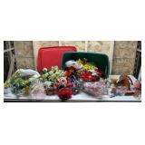 Tote of Silk Flowers and Decor