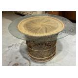 Wicker Table with Glass Top