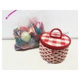Vintage Sewing Kit and Yarn