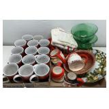 Christmas Cups, Linens, and Serving Pieces