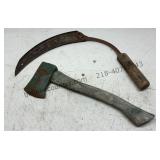Vintage Sickle and Hatchet