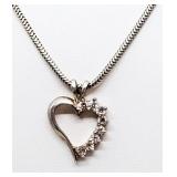 Sweet Silver Heart Pendant Necklace; 6.1 Grams