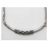 Sterling Silver Chain Bracelet W/ Metal Charm