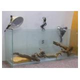 Reptile Terrarium Setup W/ (2) Heat Lamps & More