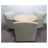 (3) Executive Office Chairs & Wooden Round Table