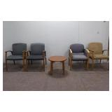 (4) Waiting Room Chairs & Round Side Table