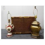Wicker Bin w/ (2) Lamps
