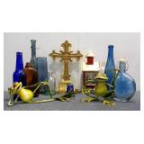 Assorted Vintage Glass Bottles and Decor