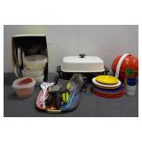 Electric Skillet, Tupperware, Utensils & More