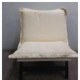 Low Wooden Chair W/ Cream Removable Cushions