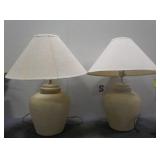 (2) Ceramic Tan Lamps W/ Shades (27"x13")