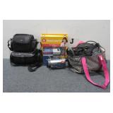(2) Video Cameras W/ Bags, Assorted Cords & More