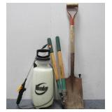 Weed Sprayer, Garden Trimmers & Flat Head Shovel