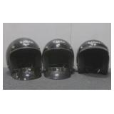 (3) Black Raider DOT Motorcycle Helmets W/ Visors