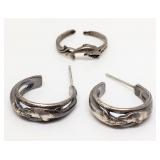 Silver Dolphin Earrings & Matching Ring; 4.9 Grams